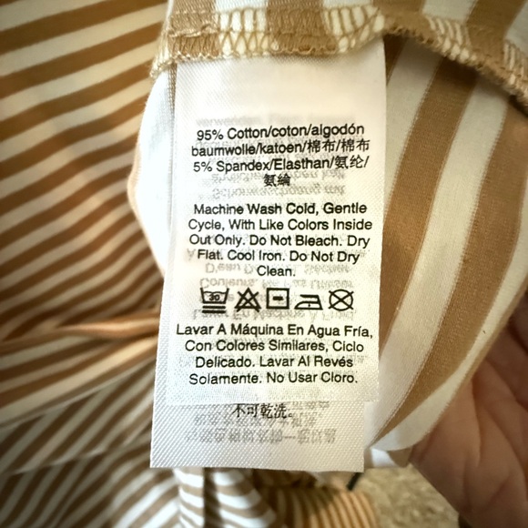 DKNY Women's Tan and White Striped Midi Dress - Picture 3 of 3